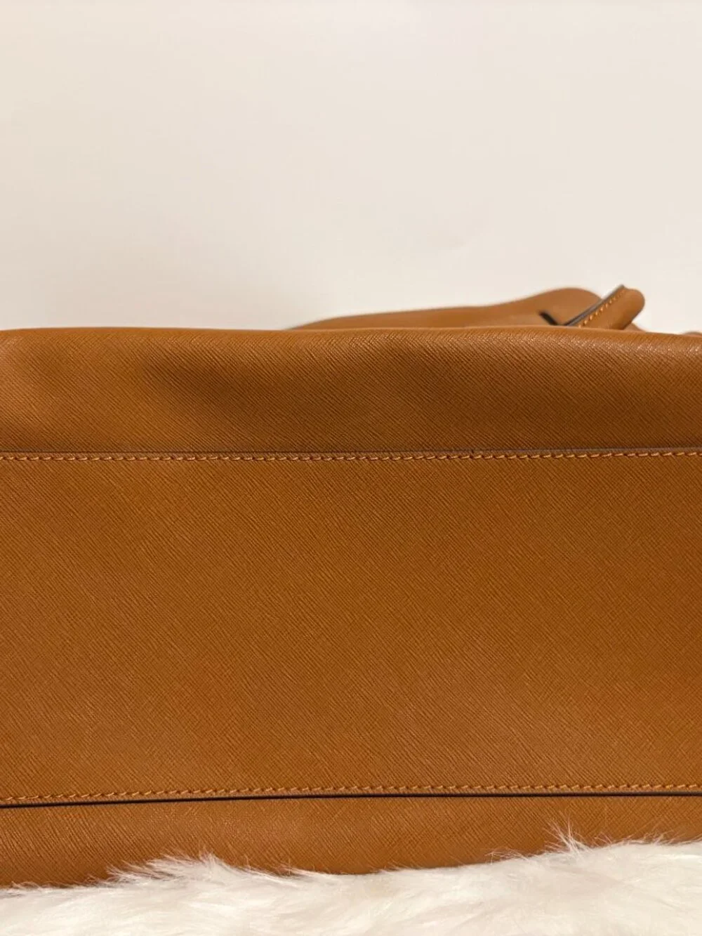 Michael Kors Hamilton Large Saffiano Leather Satchel Brown Gold Lock Bag NWOT